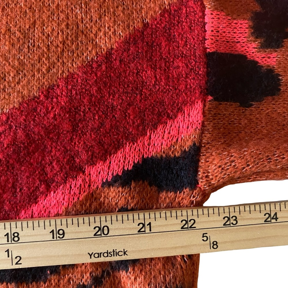 Vylette Women's Orange Tiger Leopard Print V Neck Long Sleeve Sweater Top L - Picture 7 of 8